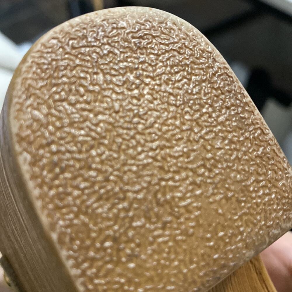 Steve Madden platform tan leather suede clogs womens size 10 gold brads - Picture 10 of 10